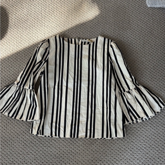 Alice + Olivia Tops - Alice + Olivia Black and White Striped Blouse